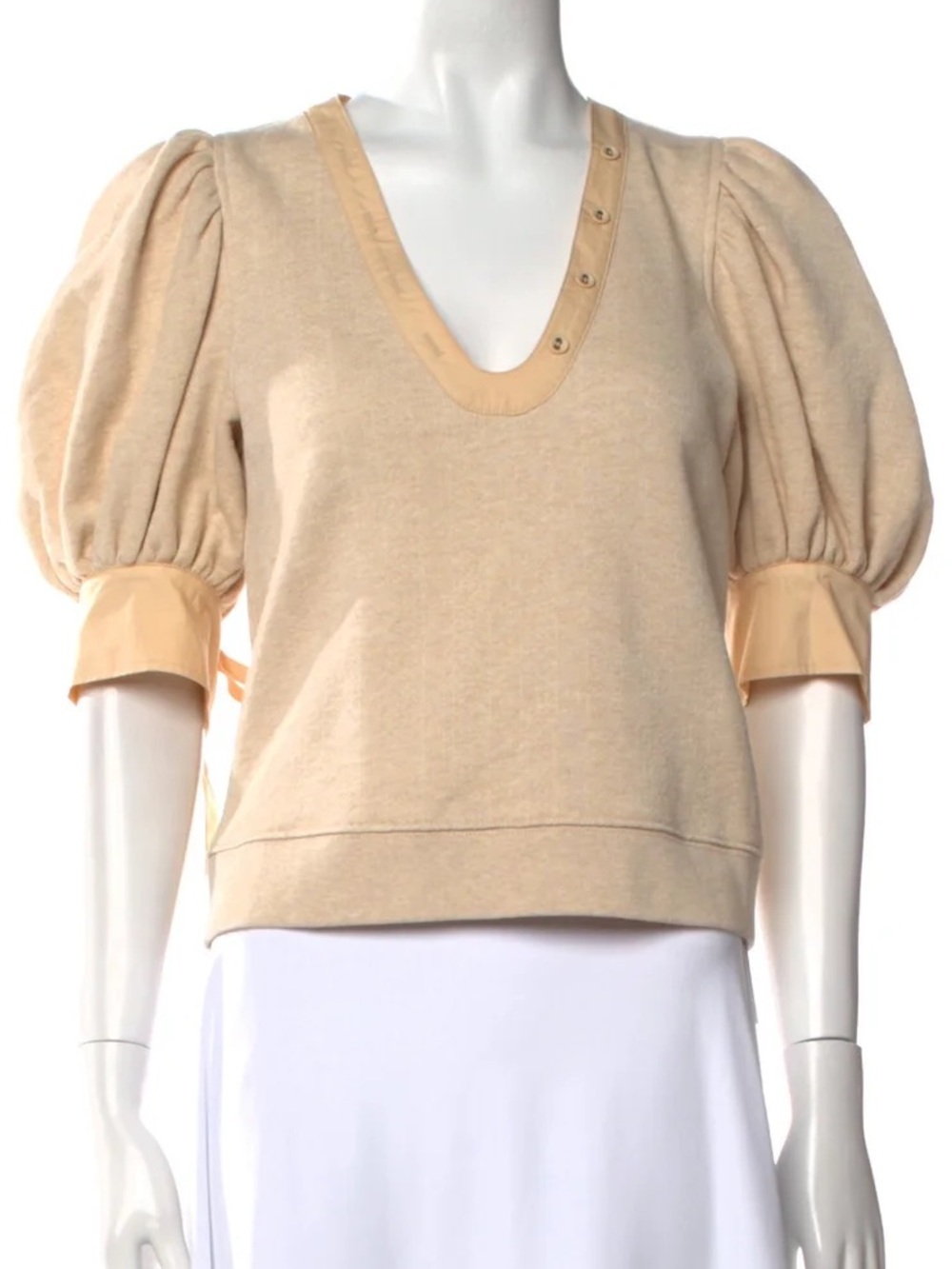 Ulla Johnson Bess Poplin-Trimmed Cotton Top oatmeal - Picture 2 of 9